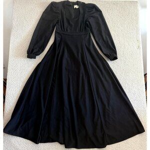 Vintage 70s Maxi Dress Black Goth Fairy Vampire Empire Waist Witchy